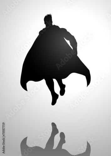 Silhouette illustration of a superhero in flying pose