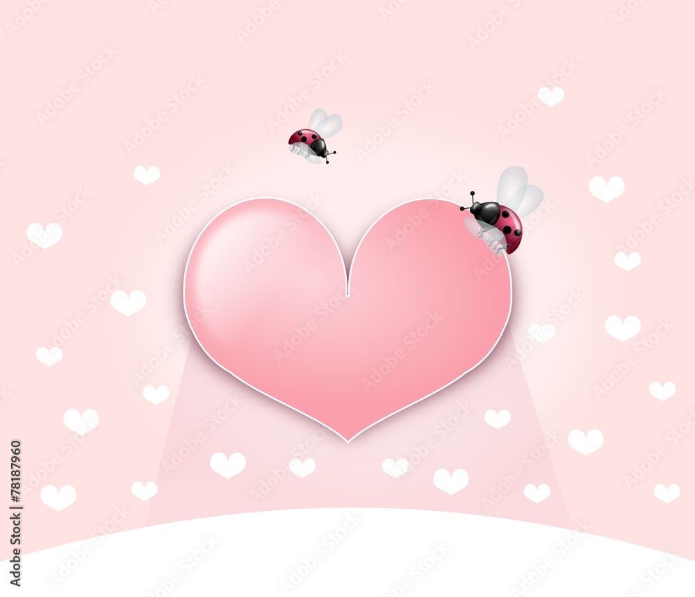 Pink heart with ladybugs