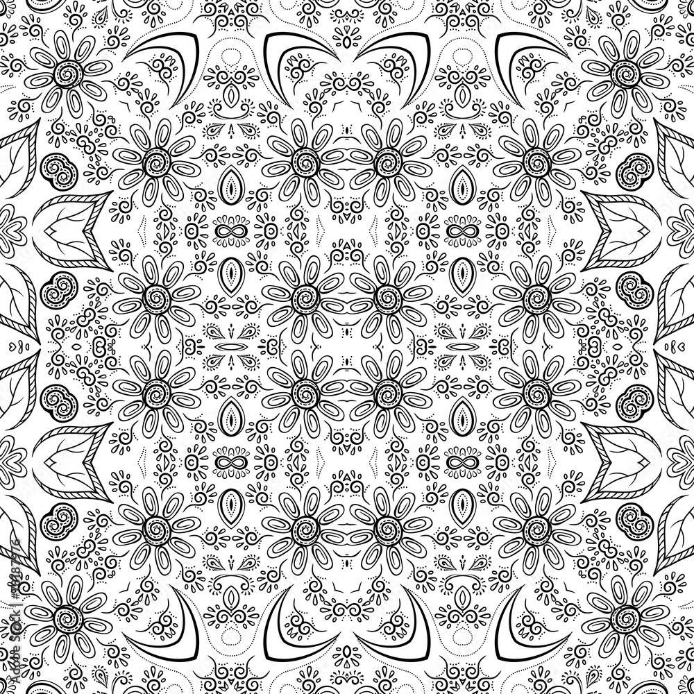 Seamless outline floral pattern Seamless outline floral pattern