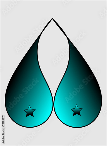 Breast in blue swimsuit with a star