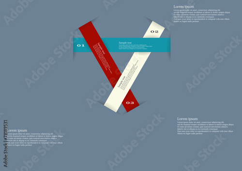 Infographic with three ribbons on blue