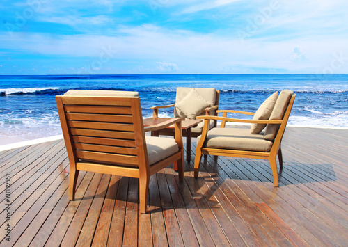 outdoor restaurant with views of sea