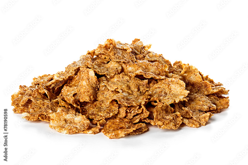 Flakes, Breakfast Cereal isolated on white background Flakes, Breakfast Cereal isolated on white background