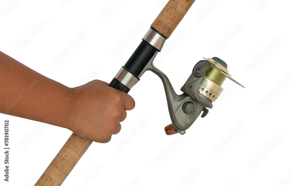 fishing rod, reel, isolated over white, clipping path inside fishing rod, reel, isolated over white, clipping path inside