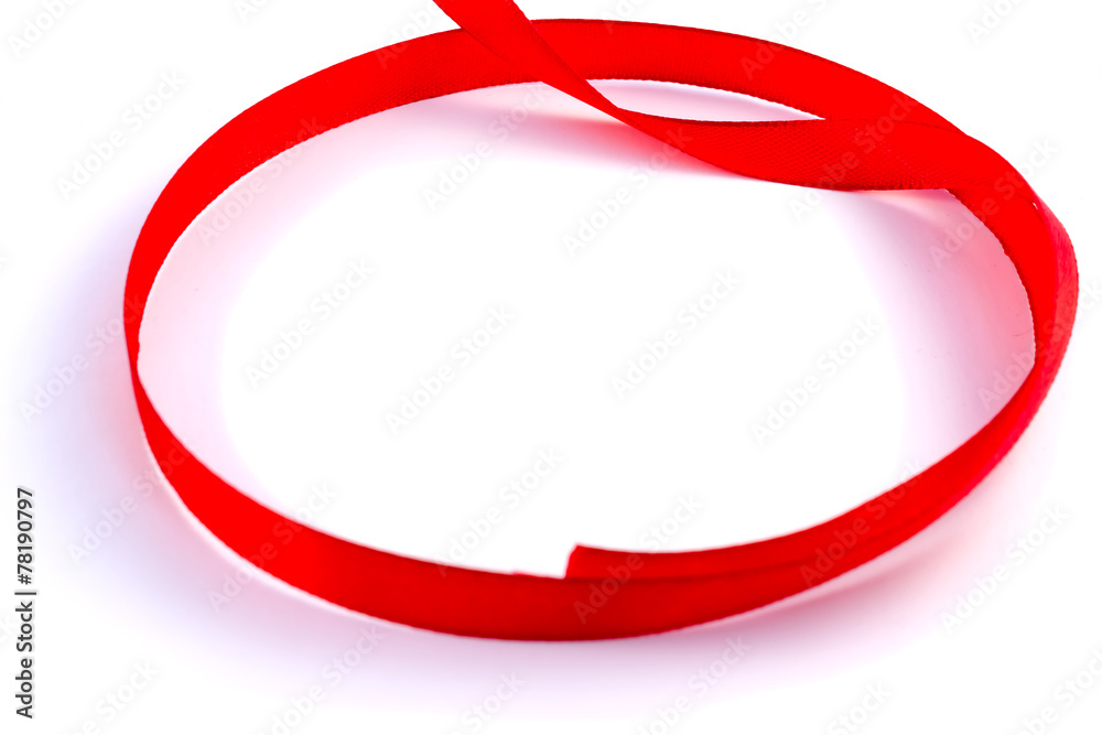Red tape loop on a white background Red tape loop on a white background