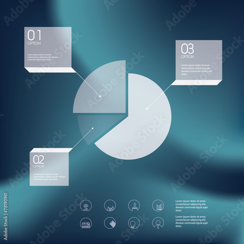 Pie chart infographics template. Line icons of project
