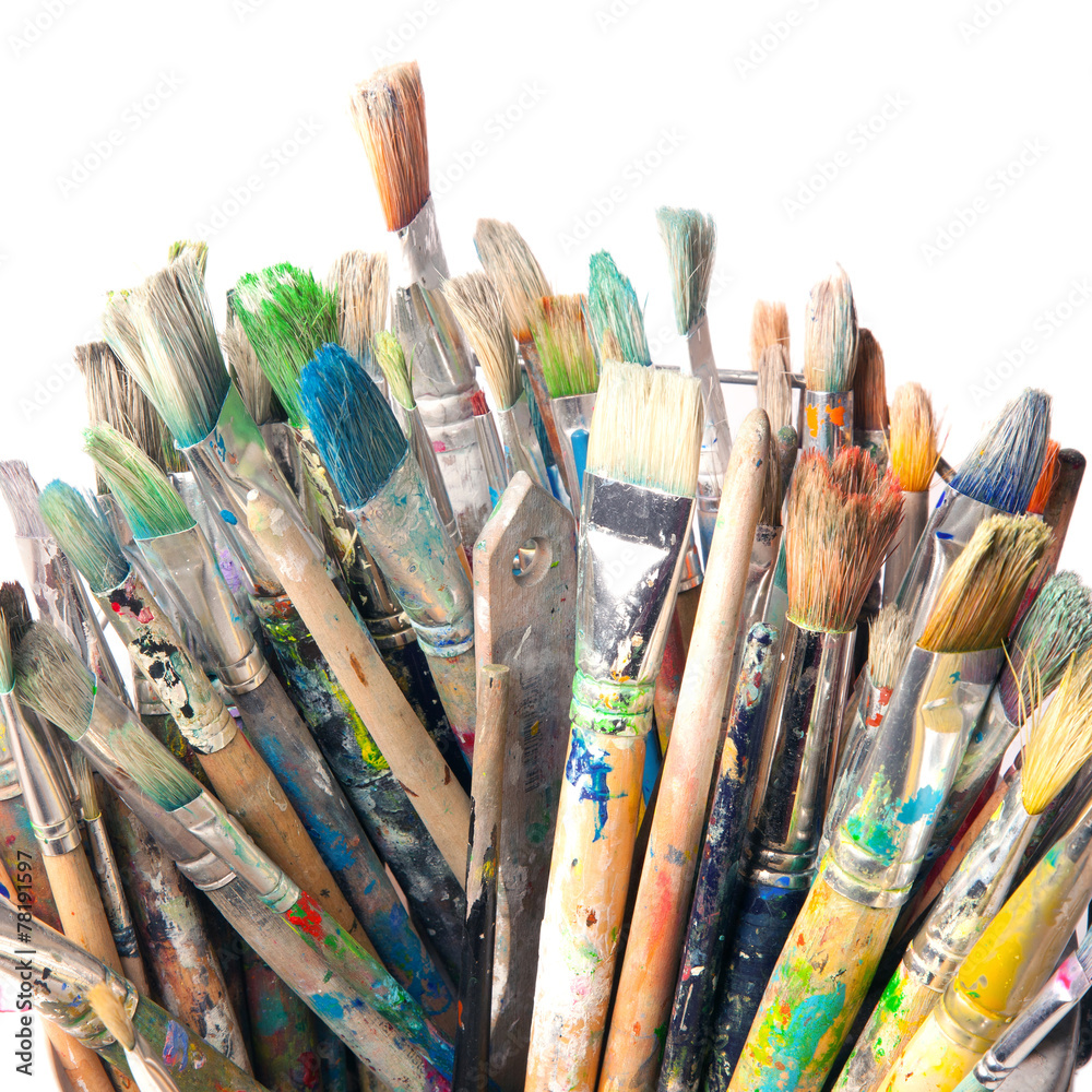 Obraz premium many used paintbrushes