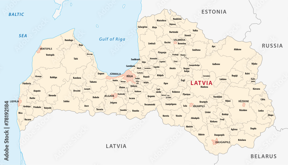 Fototapeta premium latvia administrative map