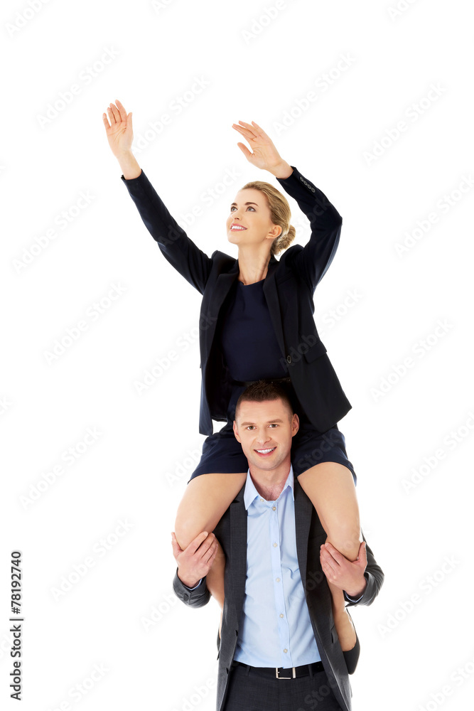 Man supports his friend to rich high