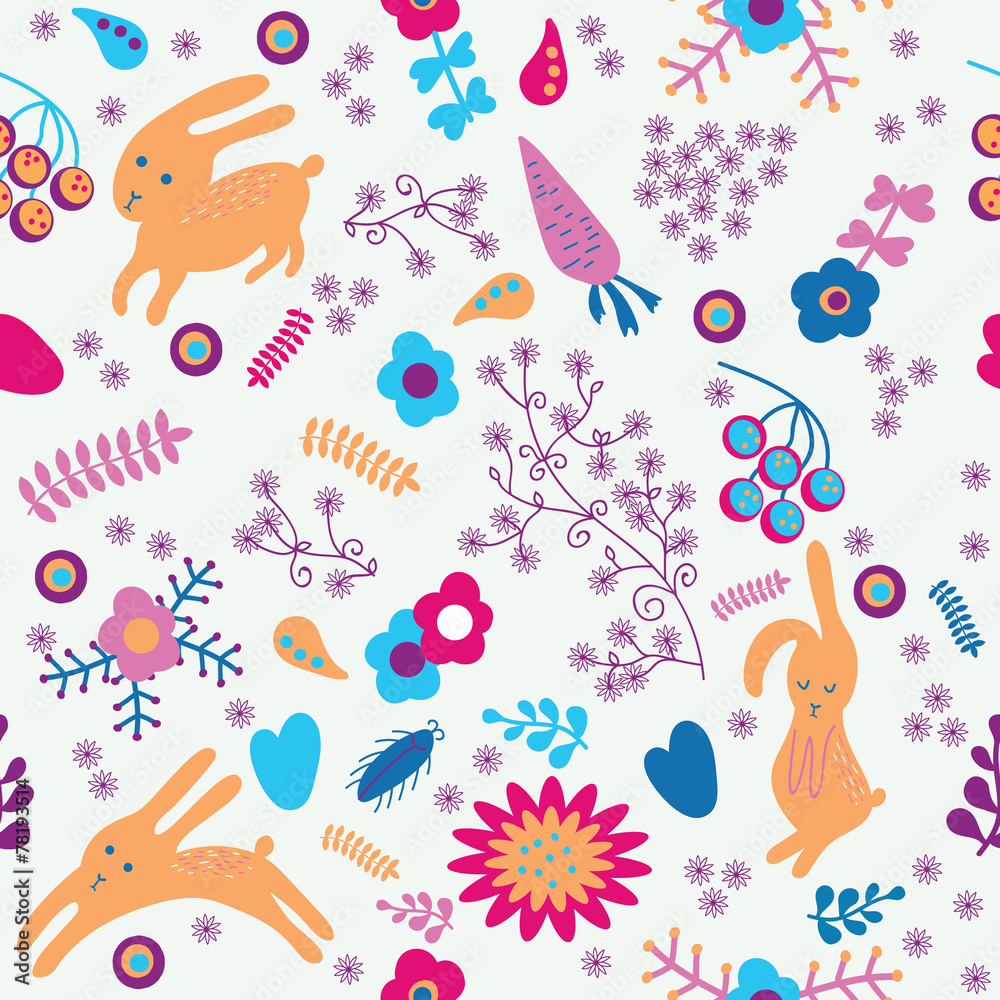 Naklejka premium seamless pattern with cute rabbits