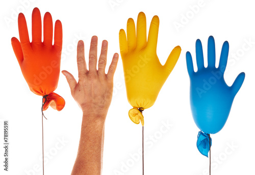 Color gloves ballons