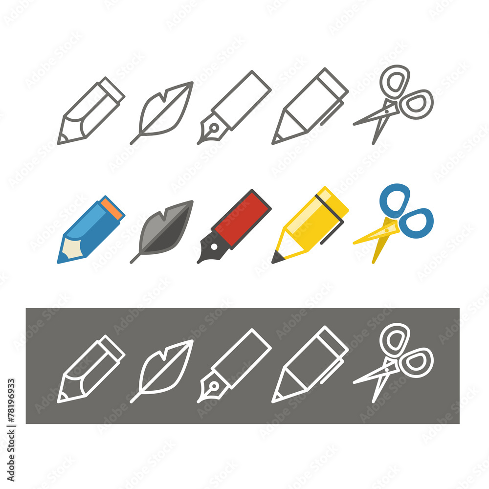 Paint and writing tools collection. Design elements Paint and writing tools collection. Design elements