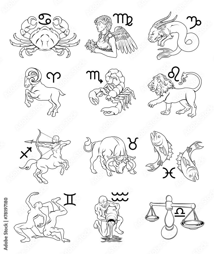 Fototapeta Zodiac horoscope astrology signs