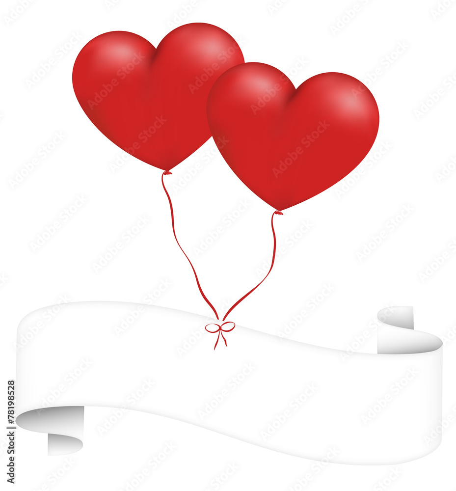 Herzballons mit Banderole