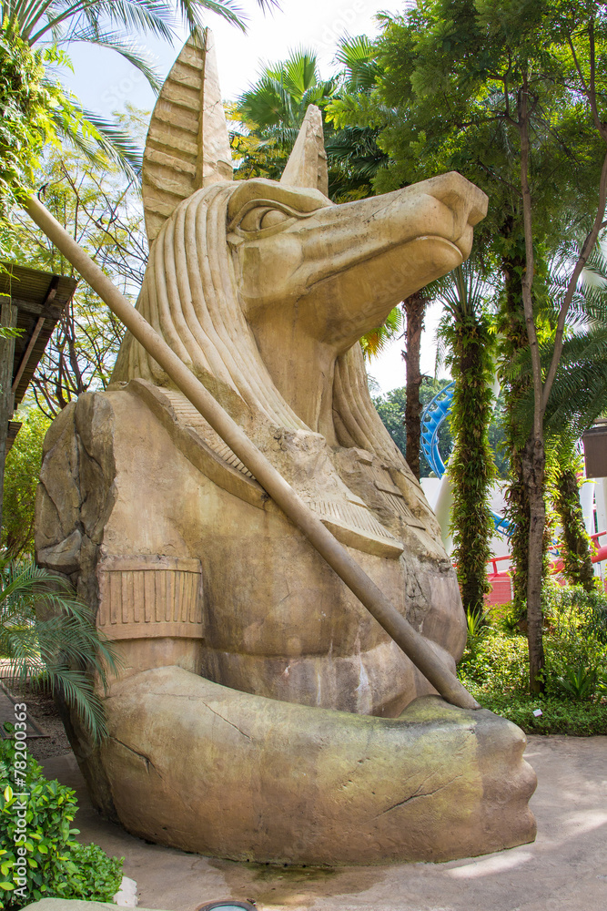 Naklejka premium Egyptian ancient art Anubis Sculpture Figurine Statue