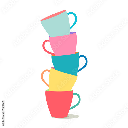 stack of colorful coffee cups