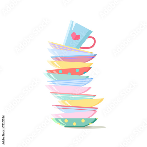 stack of colorful coffee cups