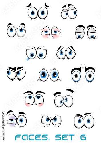 Cartoon blue eyes with different emotions