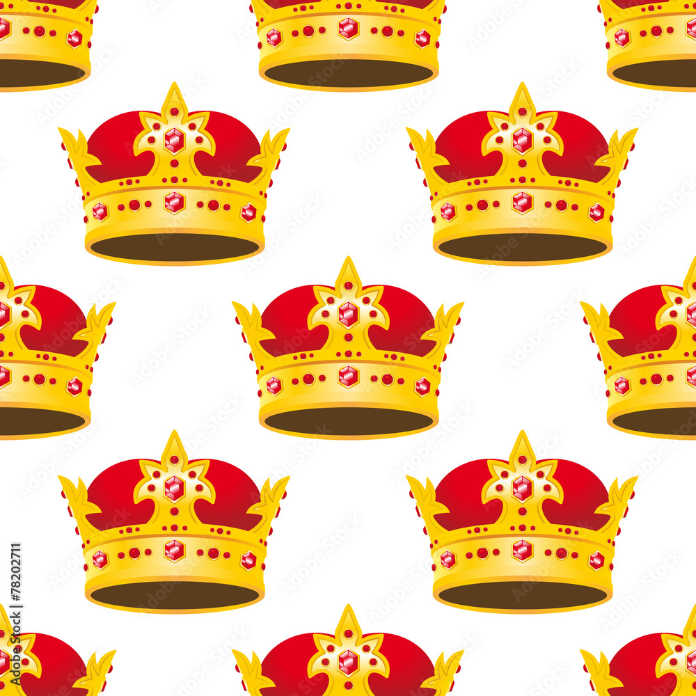 Seamless golden crowns with gems pattern Seamless golden crowns with gems pattern