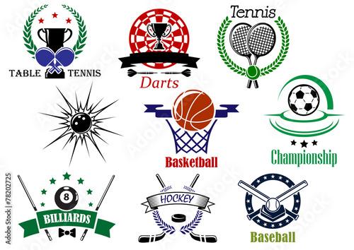 Sports emblems and logo with heraldry design elements