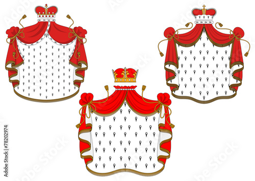 Royal red velvet mantle with golden crowns