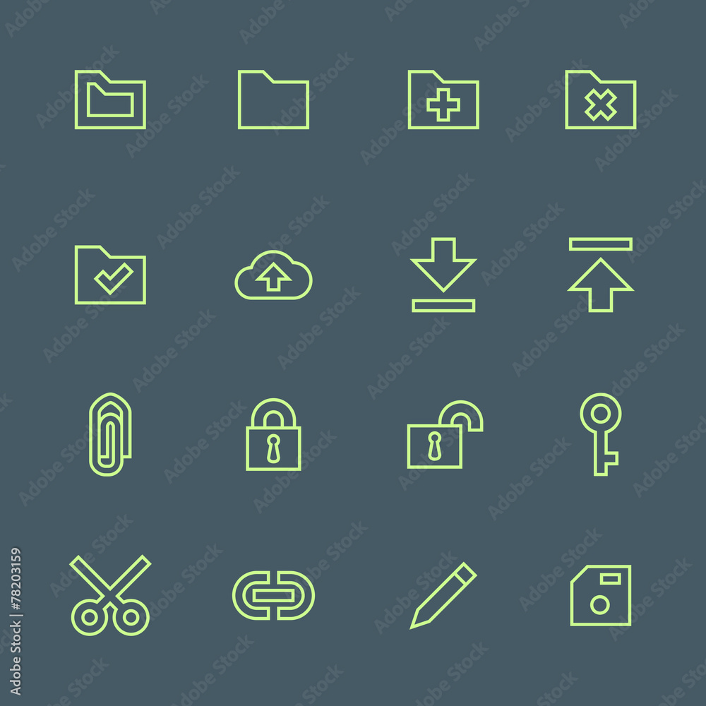 vector outline various file actions icons set vector outline various file actions icons set