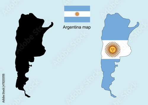 Argentina map vector, Argentina flag vector