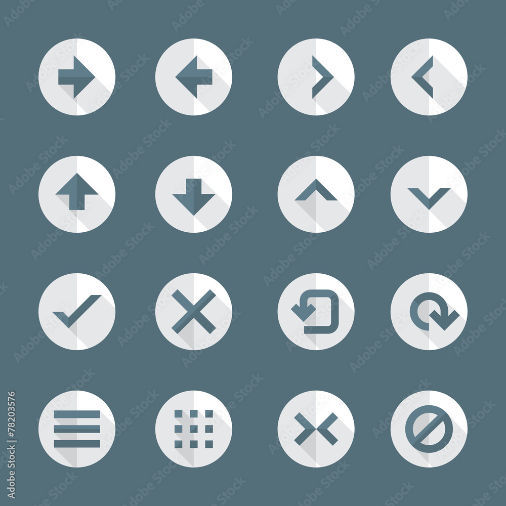 vector flat design round various navigation menu buttons icons vector flat design round various navigation menu buttons icons