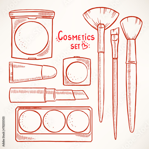 set with decorative cosmetics