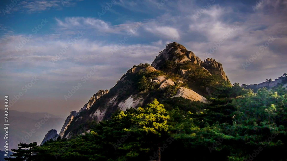 The famous pines and floating clouds in Yellow mountain, Anhui Province, China
