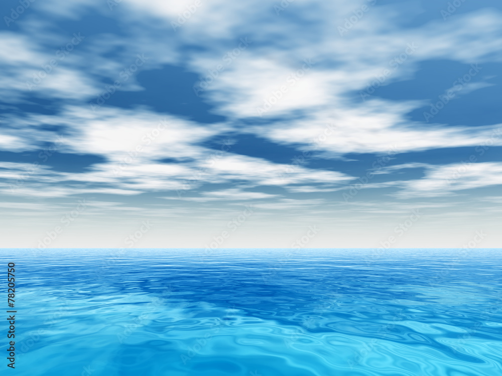 Obraz premium Conceptual blue sea or ocean water with sky