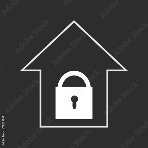 House with lock. White on dark grey