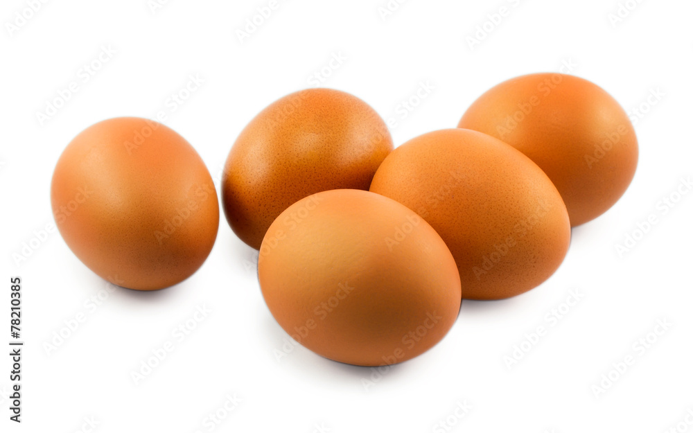 five eggs isolated on white background five eggs isolated on white background