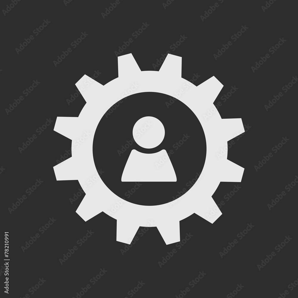White gear wheel and person sign as logo