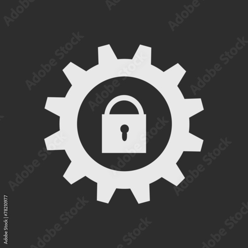 White gear wheel with lock as logo