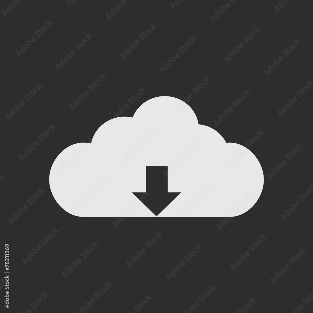 White cloud with downloading sign as logo White cloud with downloading sign as logo
