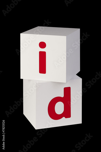 white cubes with letters isolated on black