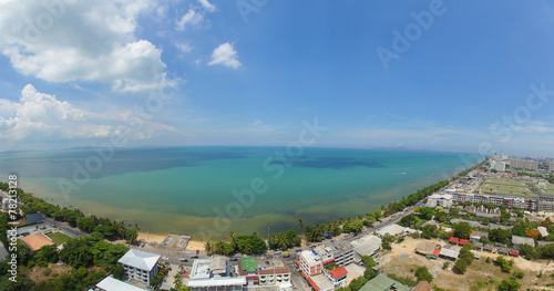 Pattaya beach and city bird eye view, Chonburi, Thailand