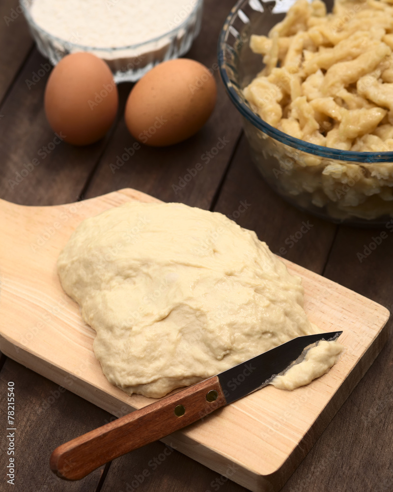 Preparing Hungarian Nokedli or Galuska (Pasta)