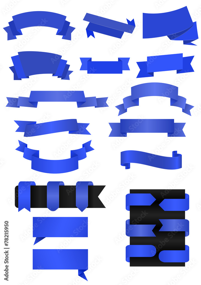 Fototapeta premium Blue ribbons collection