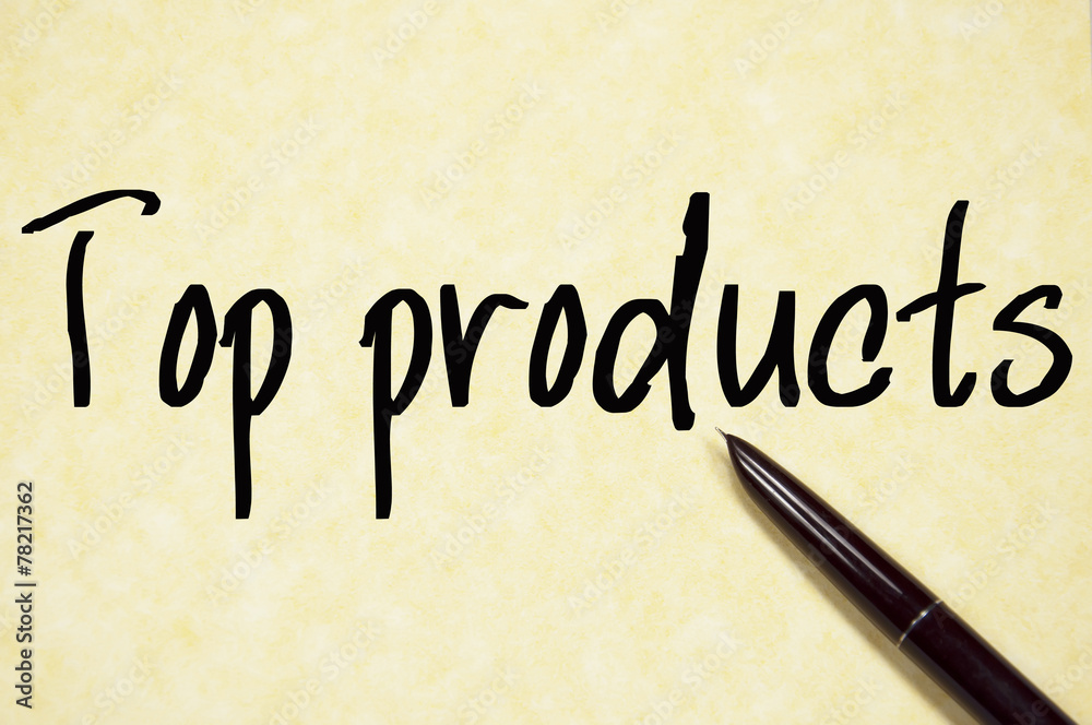 top products text write on paper top products text write on paper