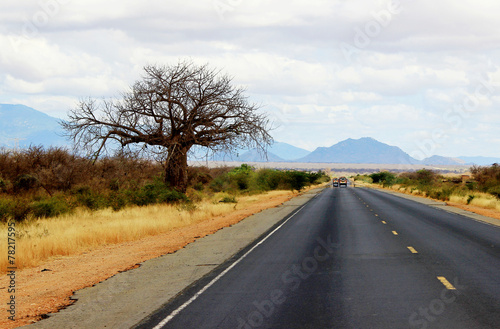 African road from Mombasa to Nairobi  Kenya