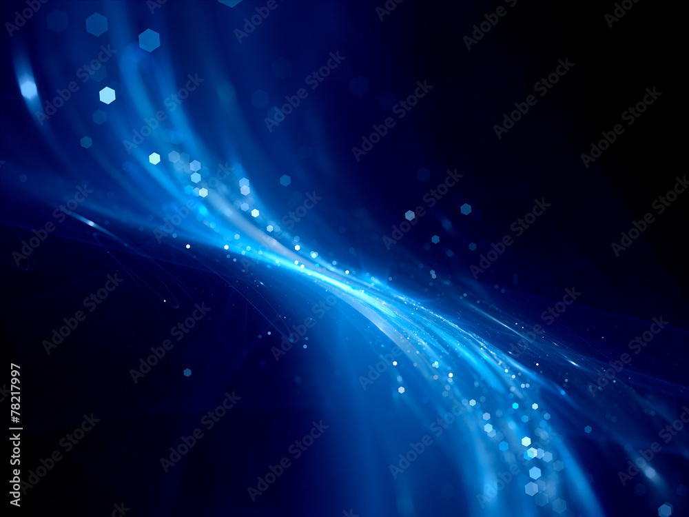 Blue glowing shape in space with depth of field Blue glowing shape in space with depth of field