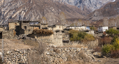 view of the village Purang around Muktinath photo