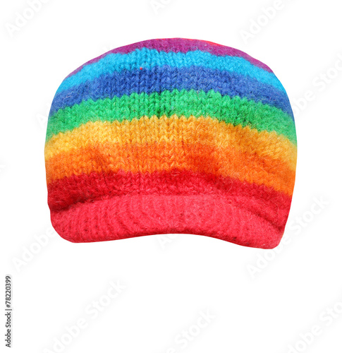 Rainbow rasta cap isolated on a white background.