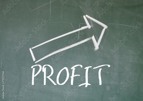profit rise sign on blackboard