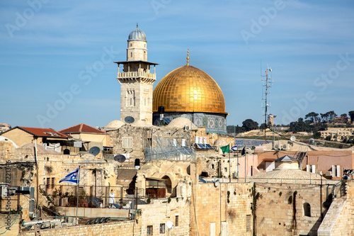 View from the old city of Jerusalem on the Dome of the Rock.