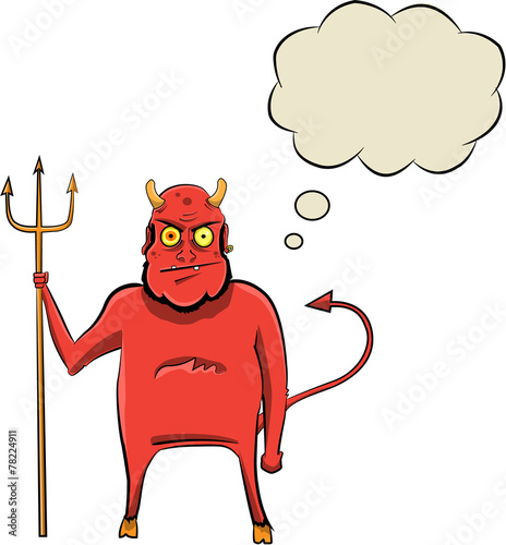 Little devil with bubble chat