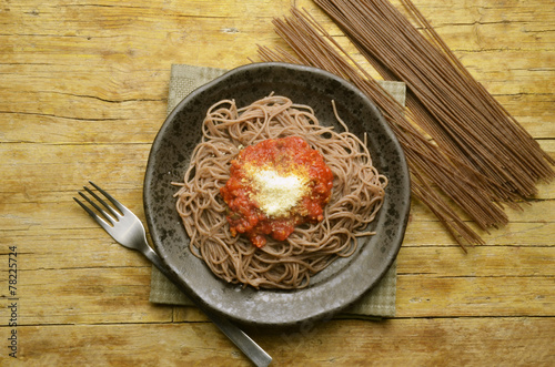 Fotografie Pasta di grano saraceno integrale bio Buckwheat noodles integral