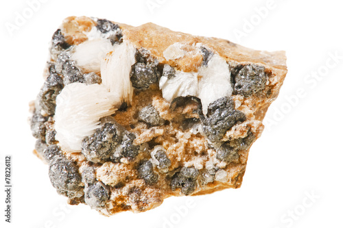 Cerussite, mineral, stone on a white background photo